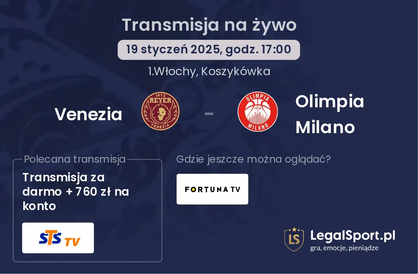 Venezia - Olimpia Milano gdzie oglądać?