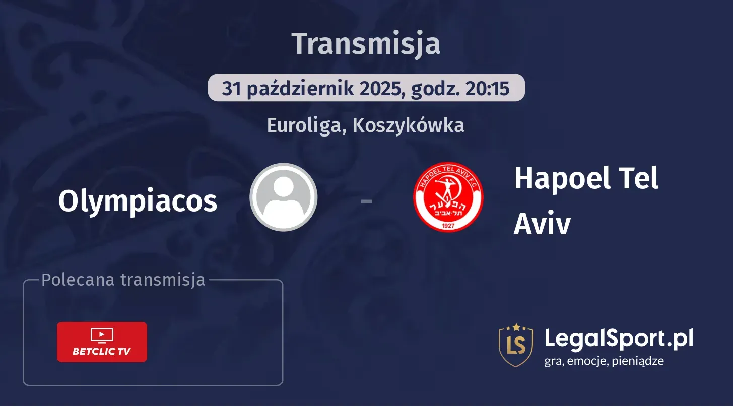 Olympiacos - Hapoel Tel Aviv Transmisje