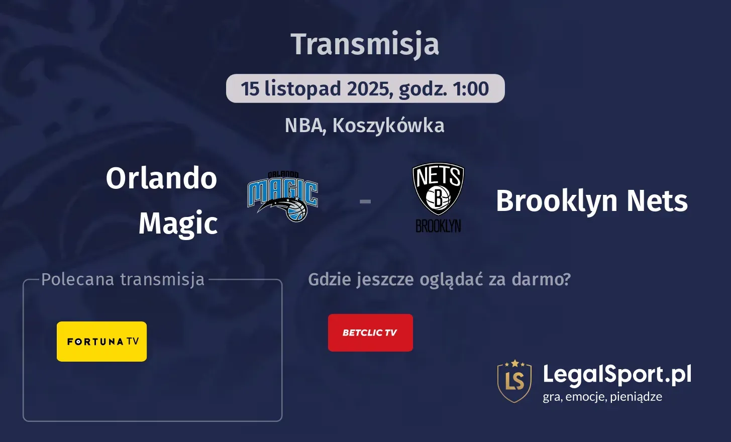 Orlando Magic - Brooklyn Nets Transmisje