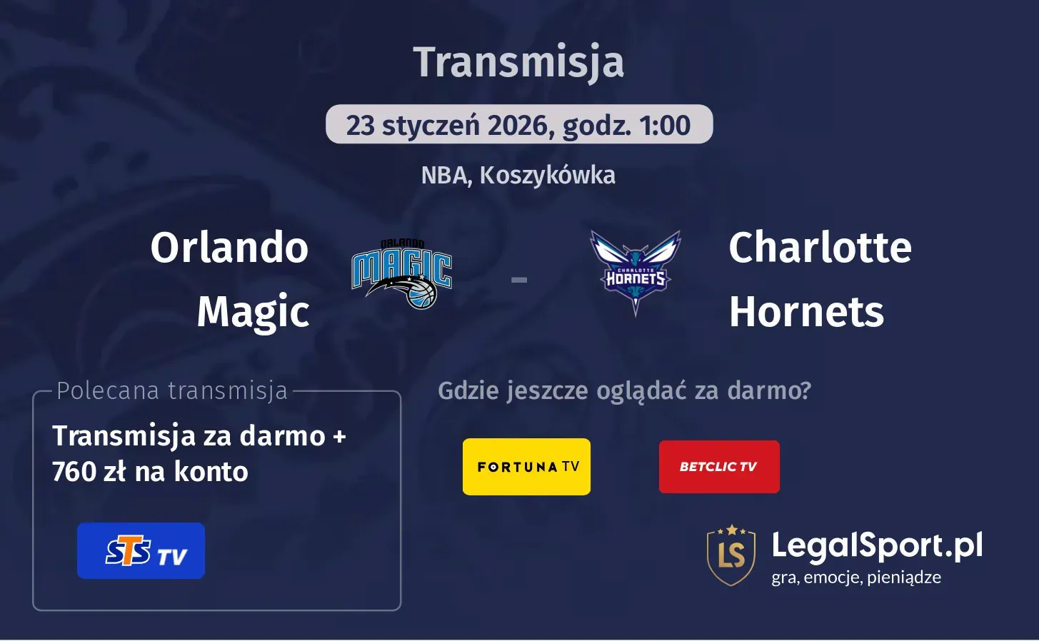 Orlando Magic - Charlotte Hornets Transmisje