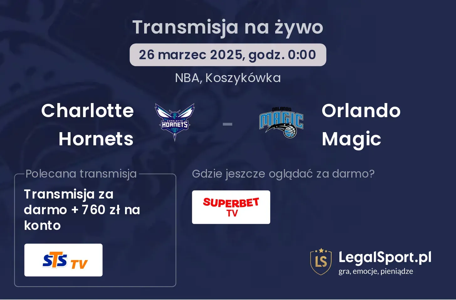 Charlotte Hornets - Orlando Magic gdzie oglądać?
