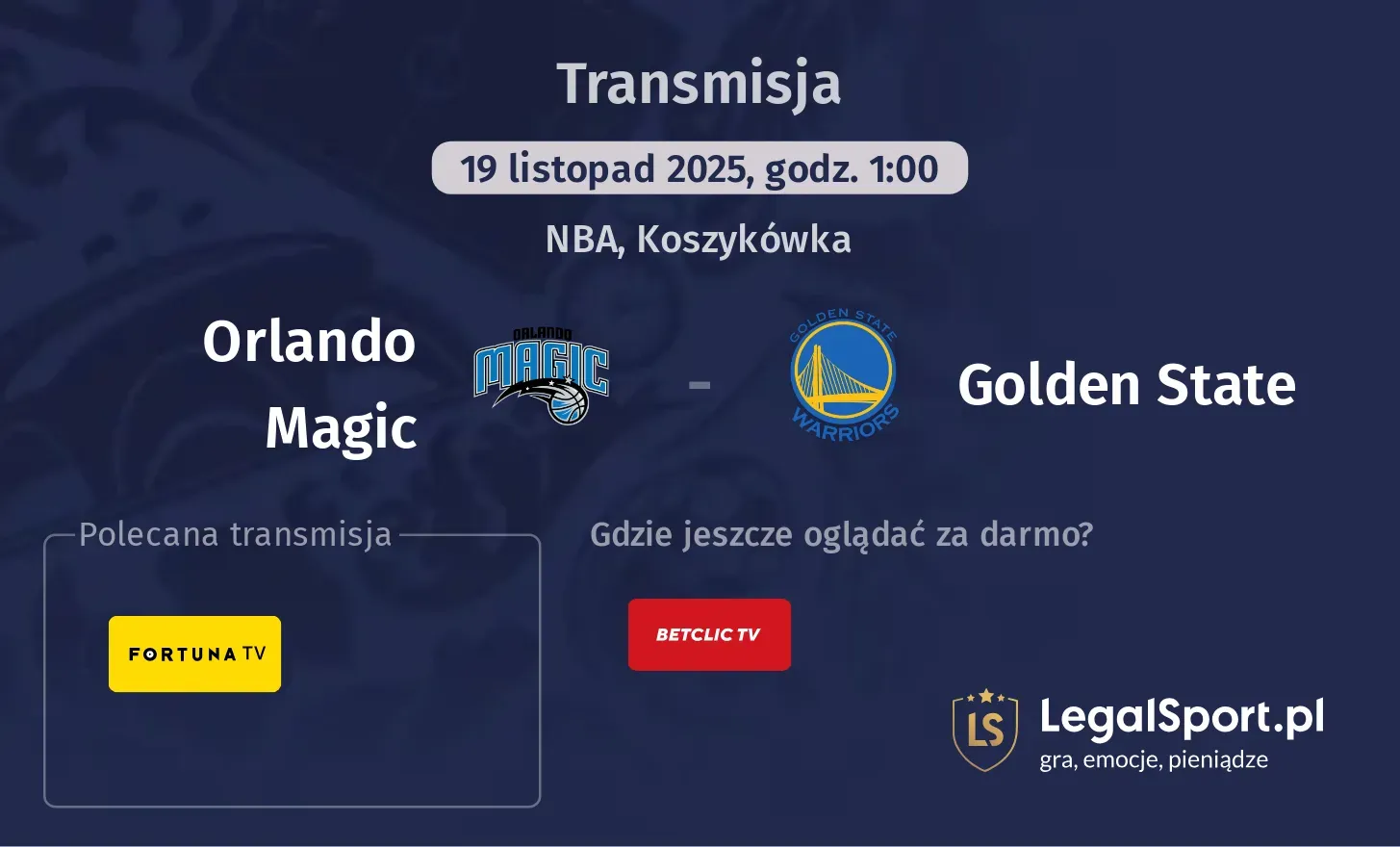 Orlando Magic - Golden State Transmisje