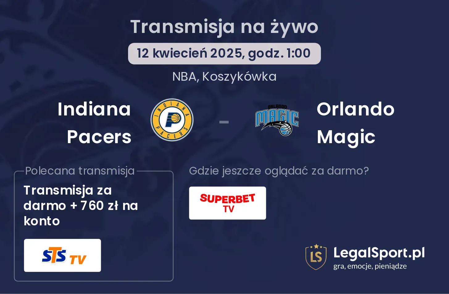 Indiana Pacers - Orlando Magic gdzie oglądać transmisję?