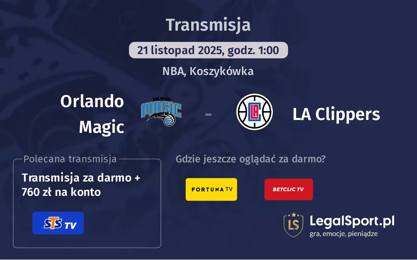 Orlando Magic - LA Clippers Transmisje