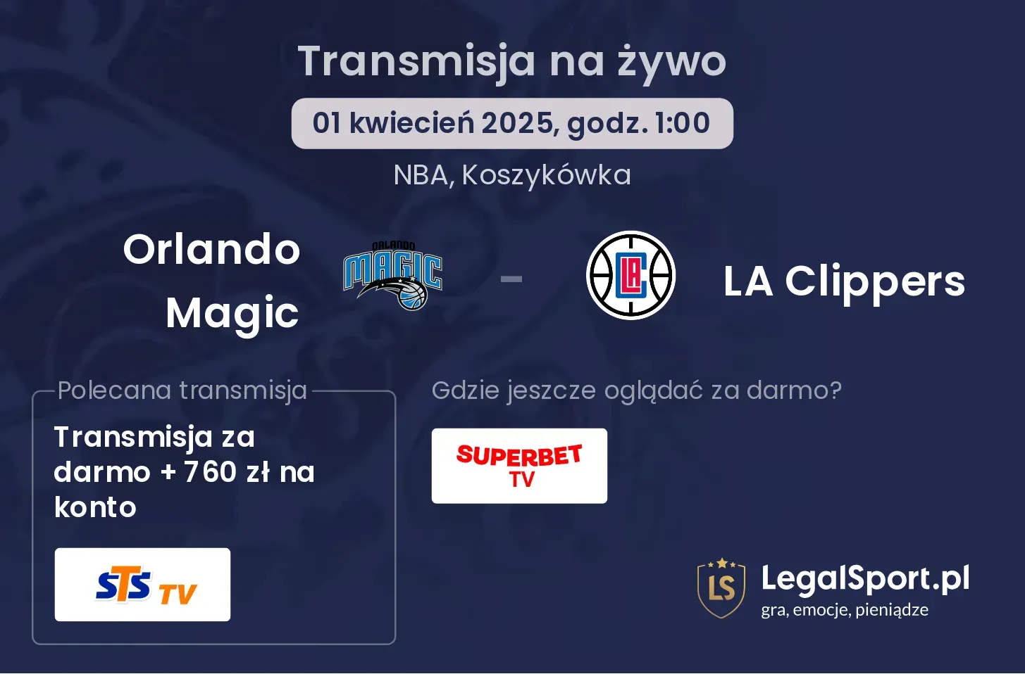 Orlando Magic - LA Clippers gdzie oglądać transmisję?