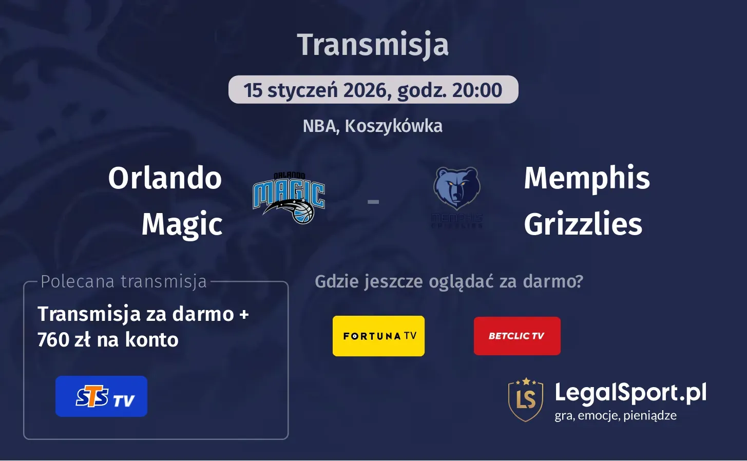 Orlando Magic - Memphis Grizzlies Transmisje