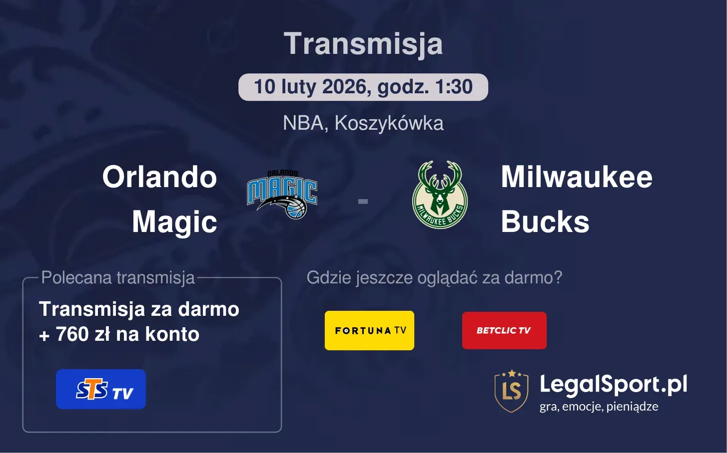 Orlando Magic - Milwaukee Bucks Transmisje