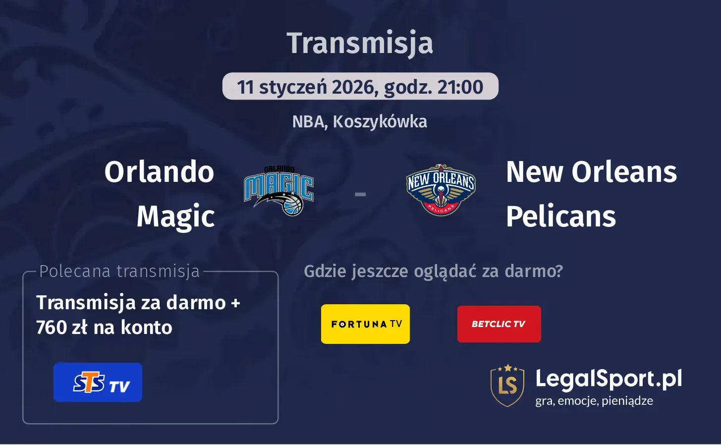 Orlando Magic - New Orleans Pelicans Transmisje