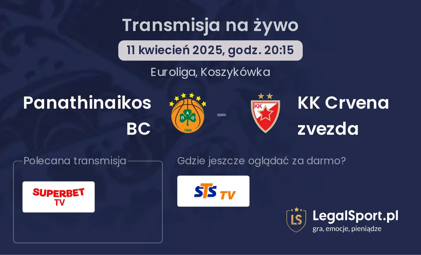 Panathinaikos BC - KK Crvena zvezda gdzie oglądać transmisję?