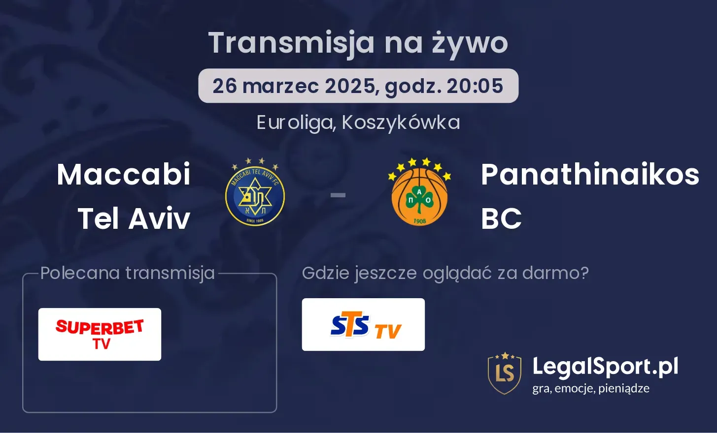 Maccabi Tel Aviv - Panathinaikos BC gdzie oglądać?