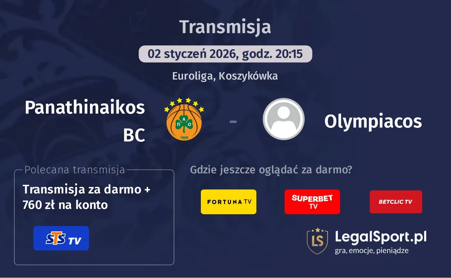 Panathinaikos BC - Olympiacos Transmisje