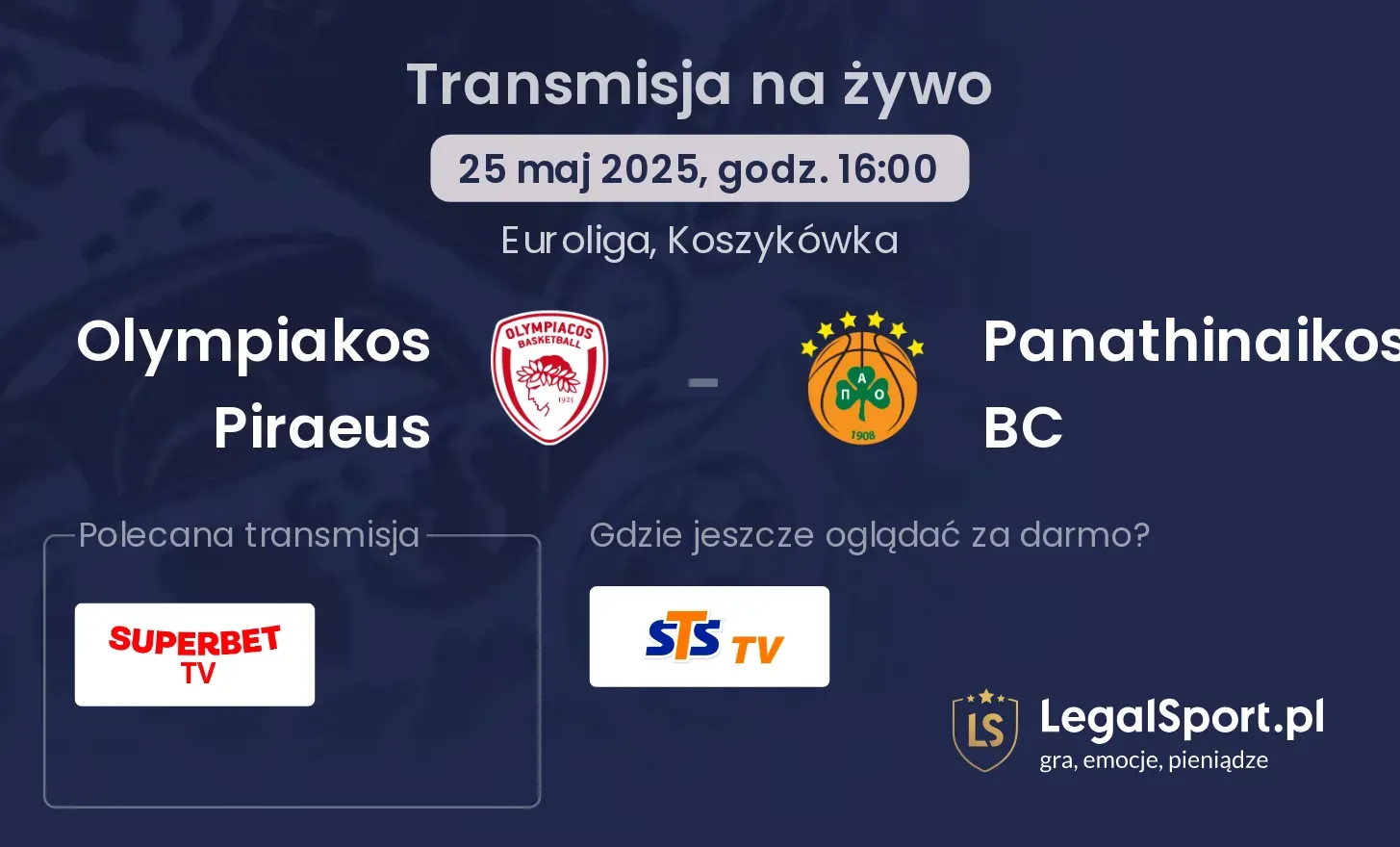 Olympiakos Piraeus - Panathinaikos BC gdzie oglądać?