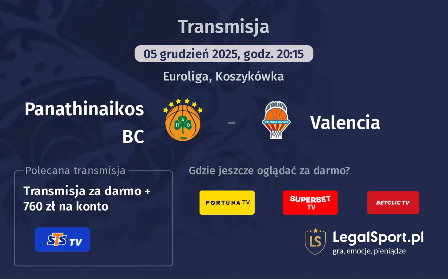 Panathinaikos BC - Valencia Transmisje