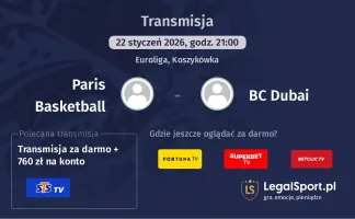 Paris Basketball - BC Dubai gdzie oglądać? (22.01)