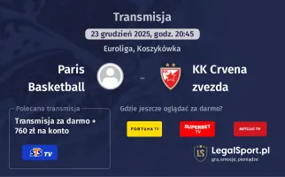 Paris Basketball - KK Crvena zvezda gdzie oglądać? (23.12)