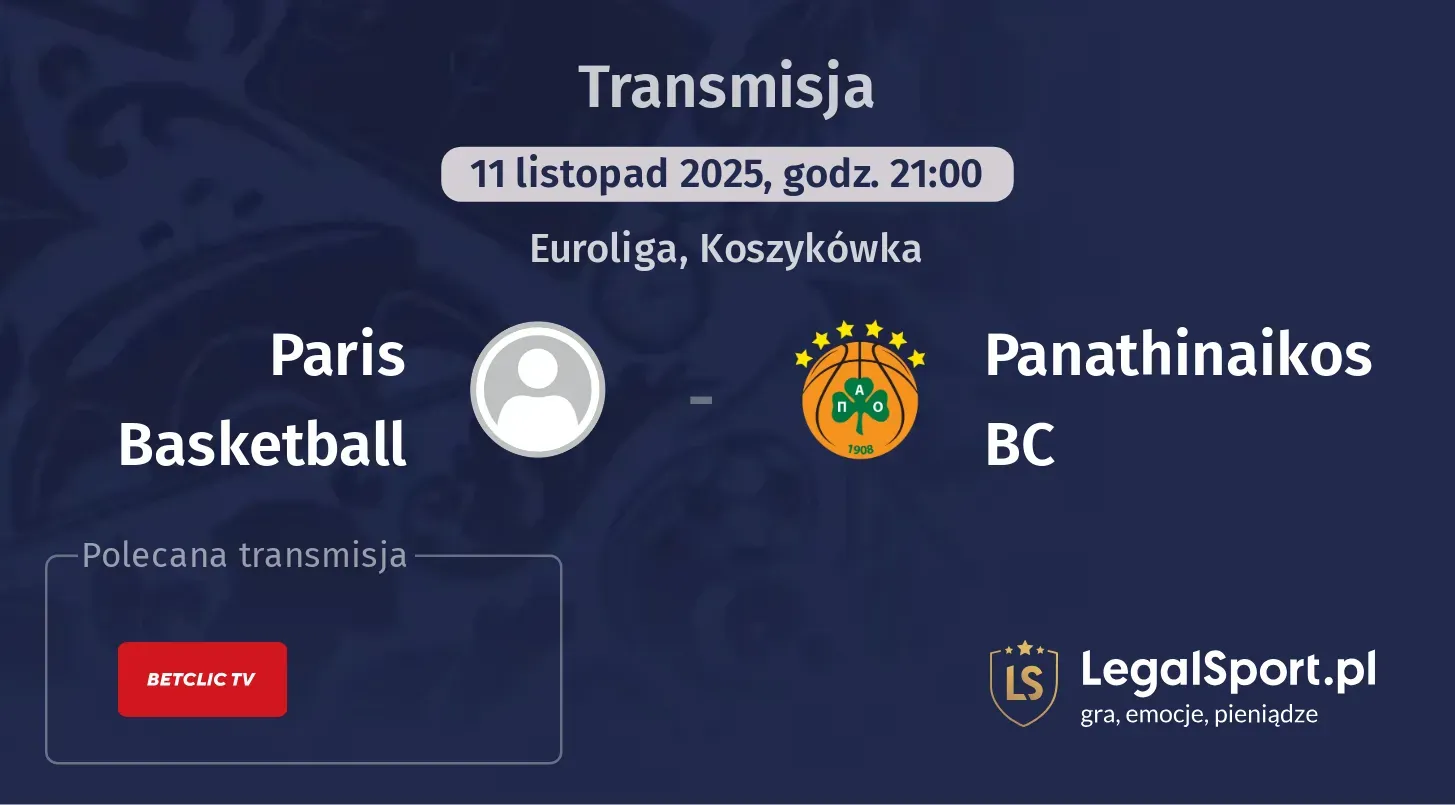 Paris Basketball - Panathinaikos BC Transmisje