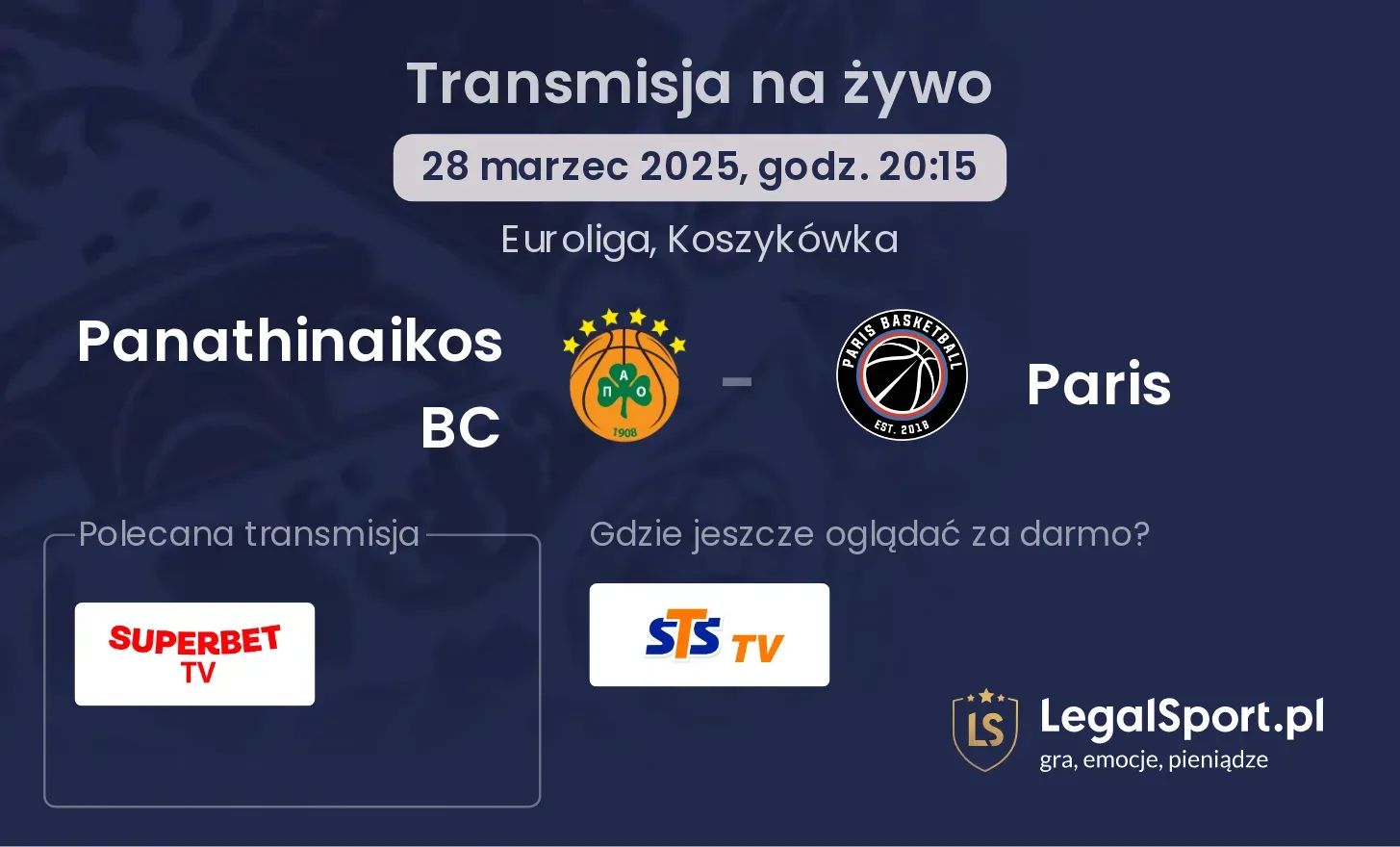 Panathinaikos BC - Paris gdzie oglądać?