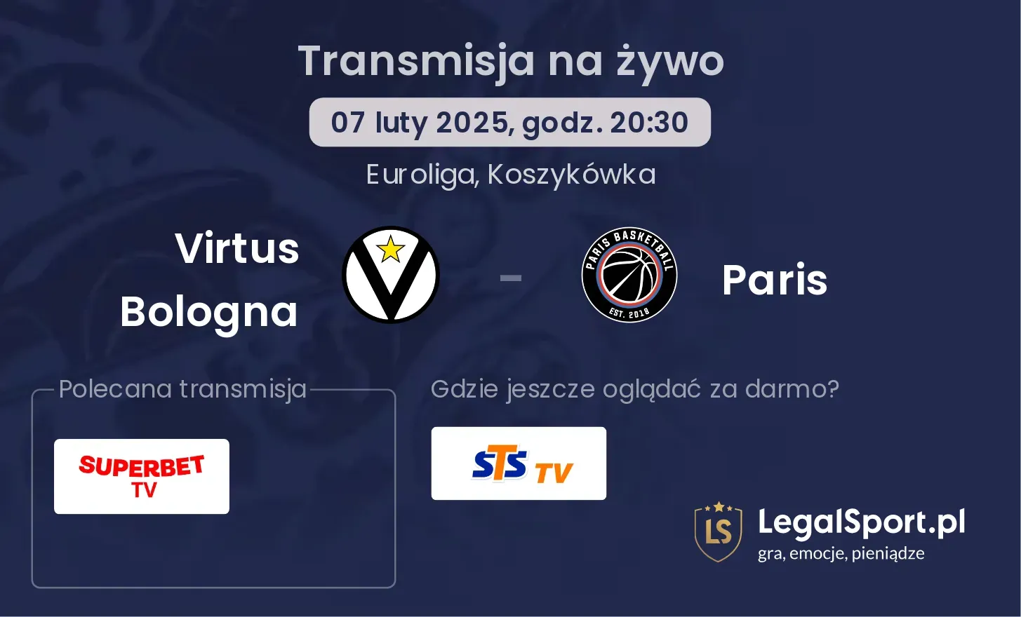 Virtus Bologna - Paris gdzie oglądać?