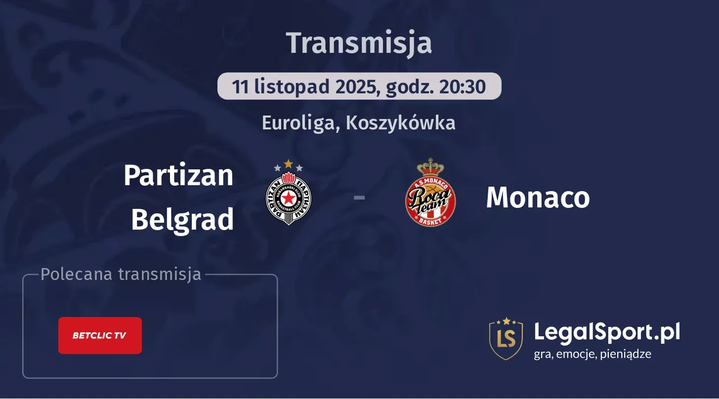 Partizan Belgrad - Monaco Transmisje