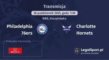 Philadelphia 76ers - Charlotte Hornets gdzie oglądać?