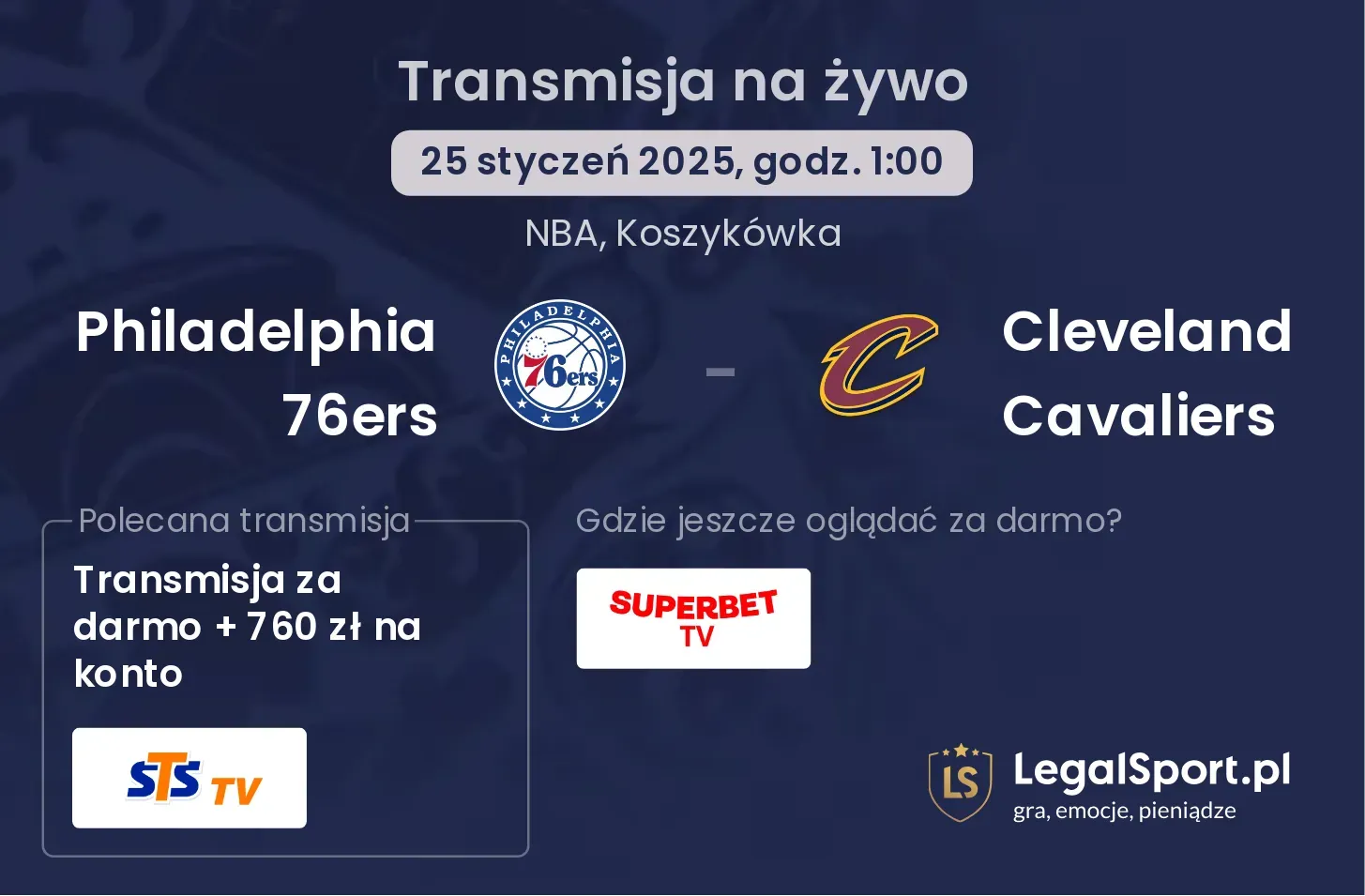 Philadelphia 76ers - Cleveland Cavaliers gdzie oglądać transmisję?