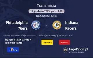 Philadelphia 76ers - Indiana Pacers gdzie oglądać? (13.12)
