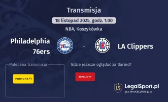 Philadelphia 76ers - LA Clippers gdzie oglądać? (18.11)