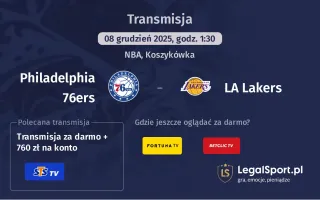 Philadelphia 76ers - LA Lakers gdzie oglądać? (08.12)