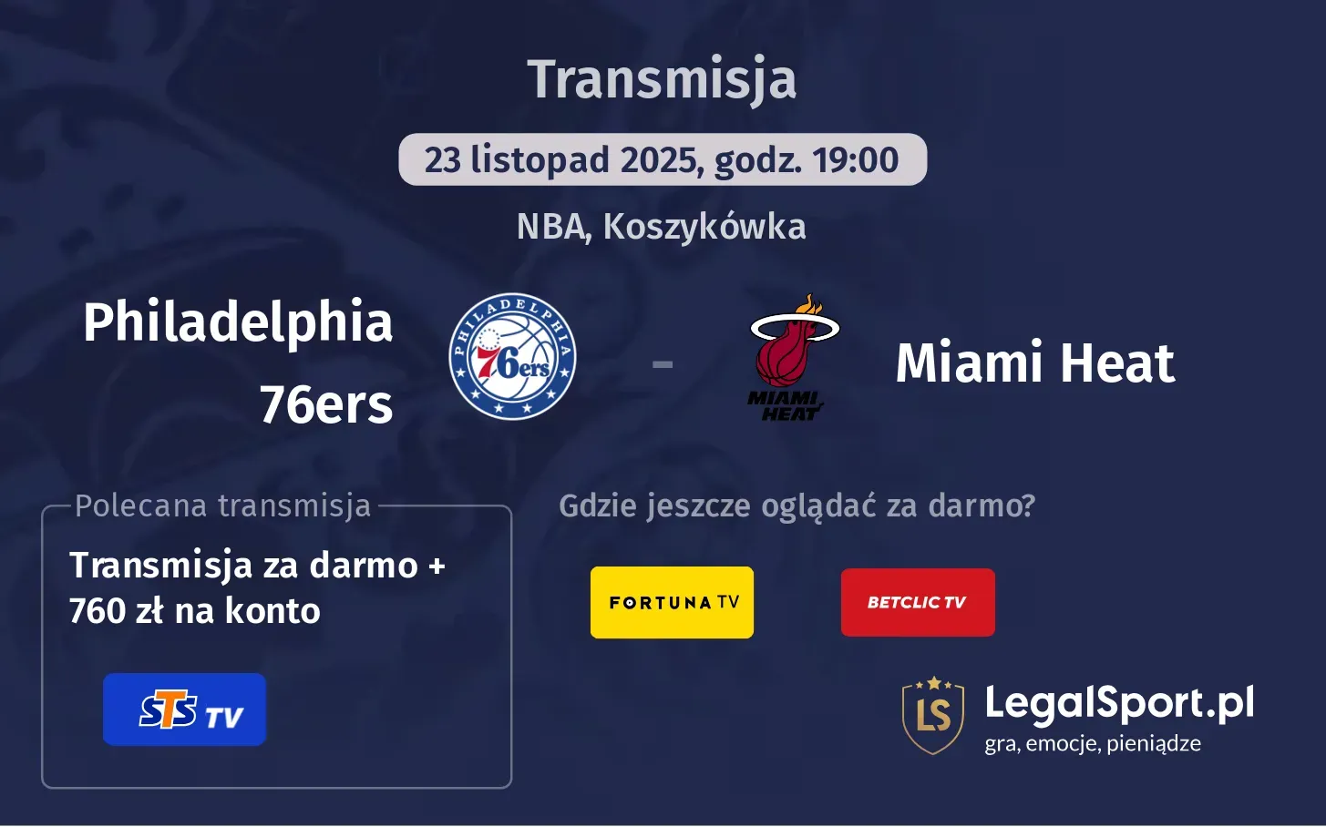 Philadelphia 76ers - Miami Heat Transmisje
