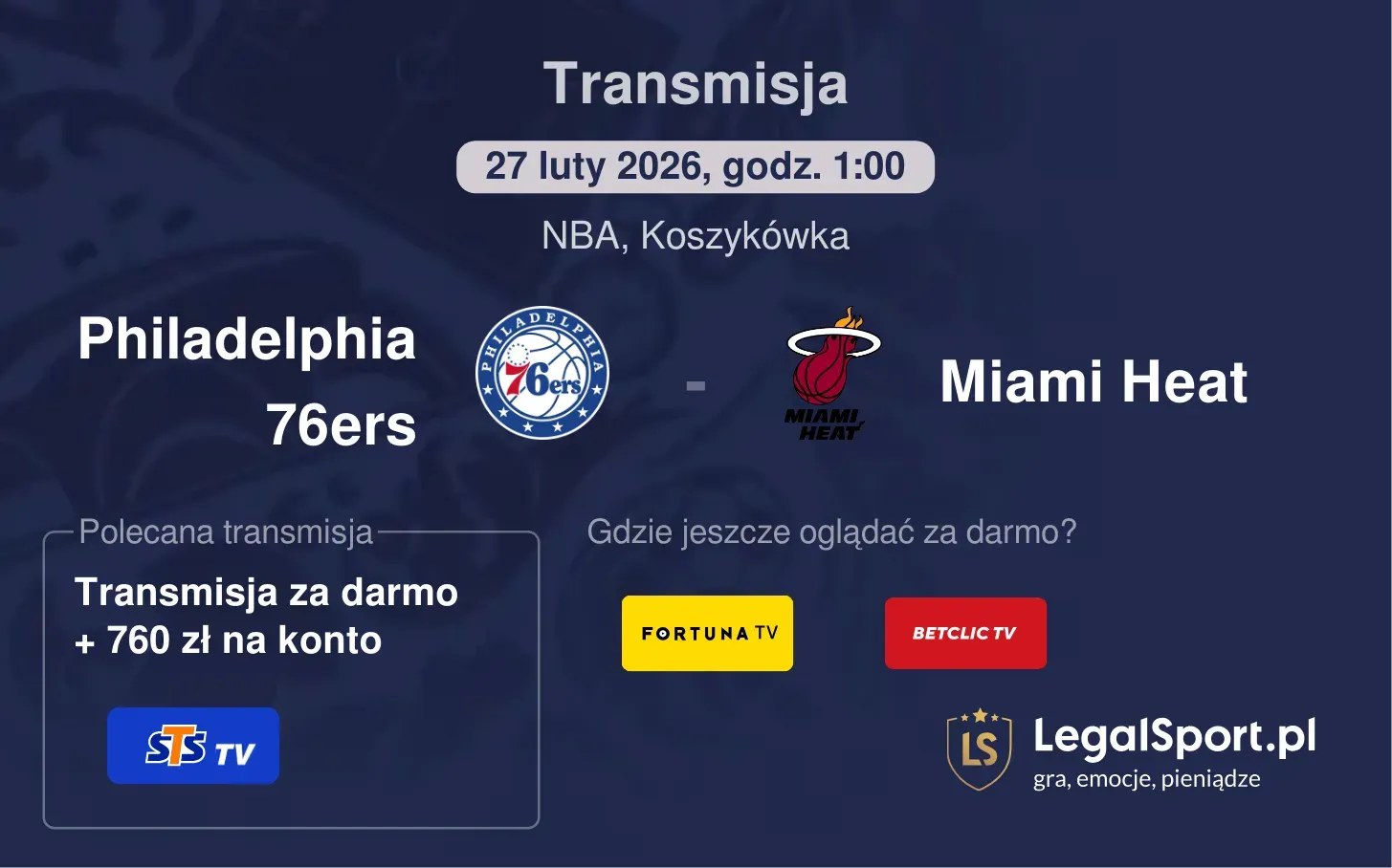 Philadelphia 76ers - Miami Heat Transmisje