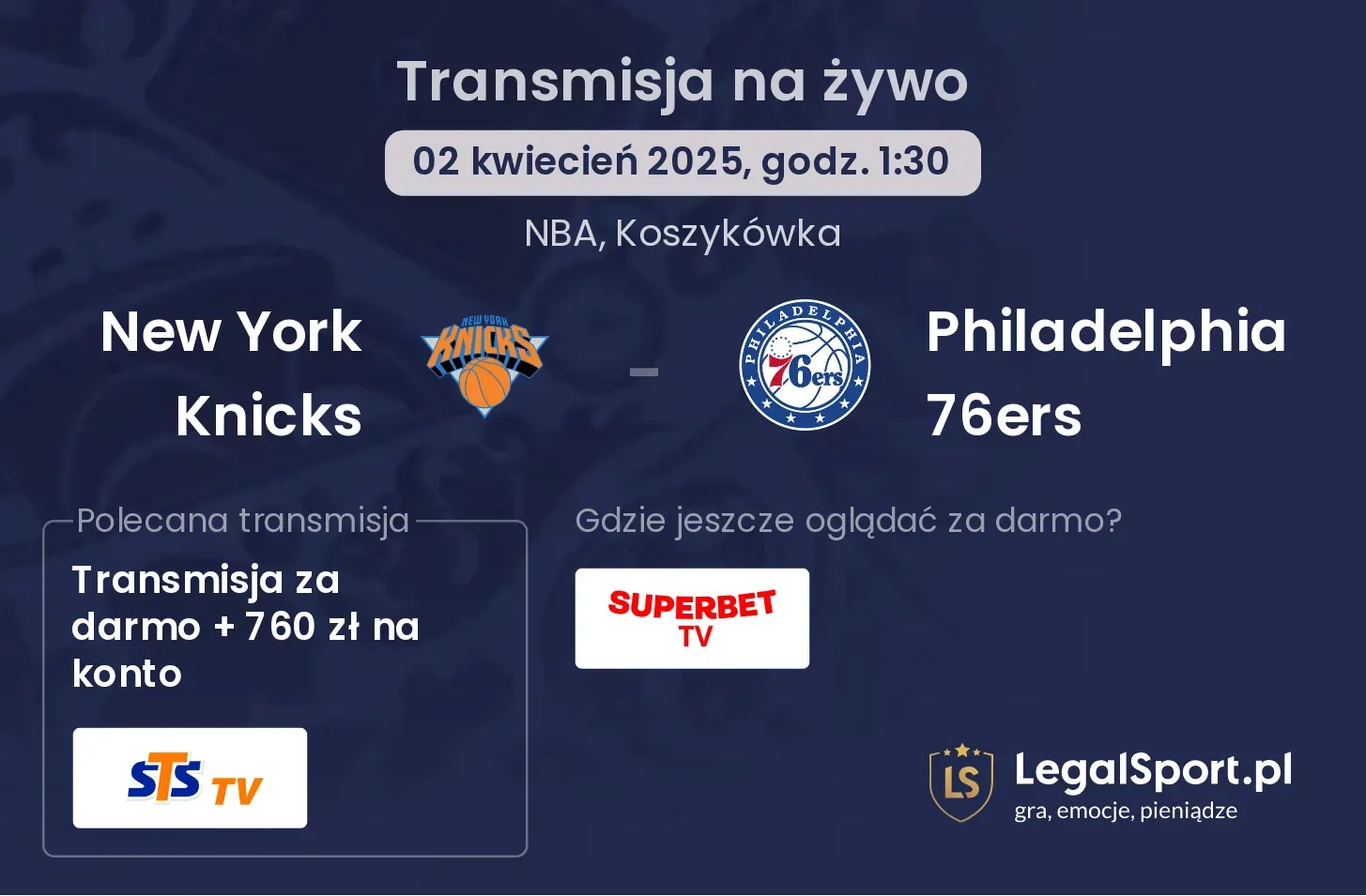 New York Knicks - Philadelphia 76ers gdzie oglądać?