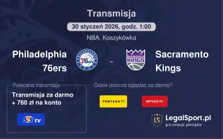 Philadelphia 76ers - Sacramento Kings gdzie oglądać (30.01.2026)