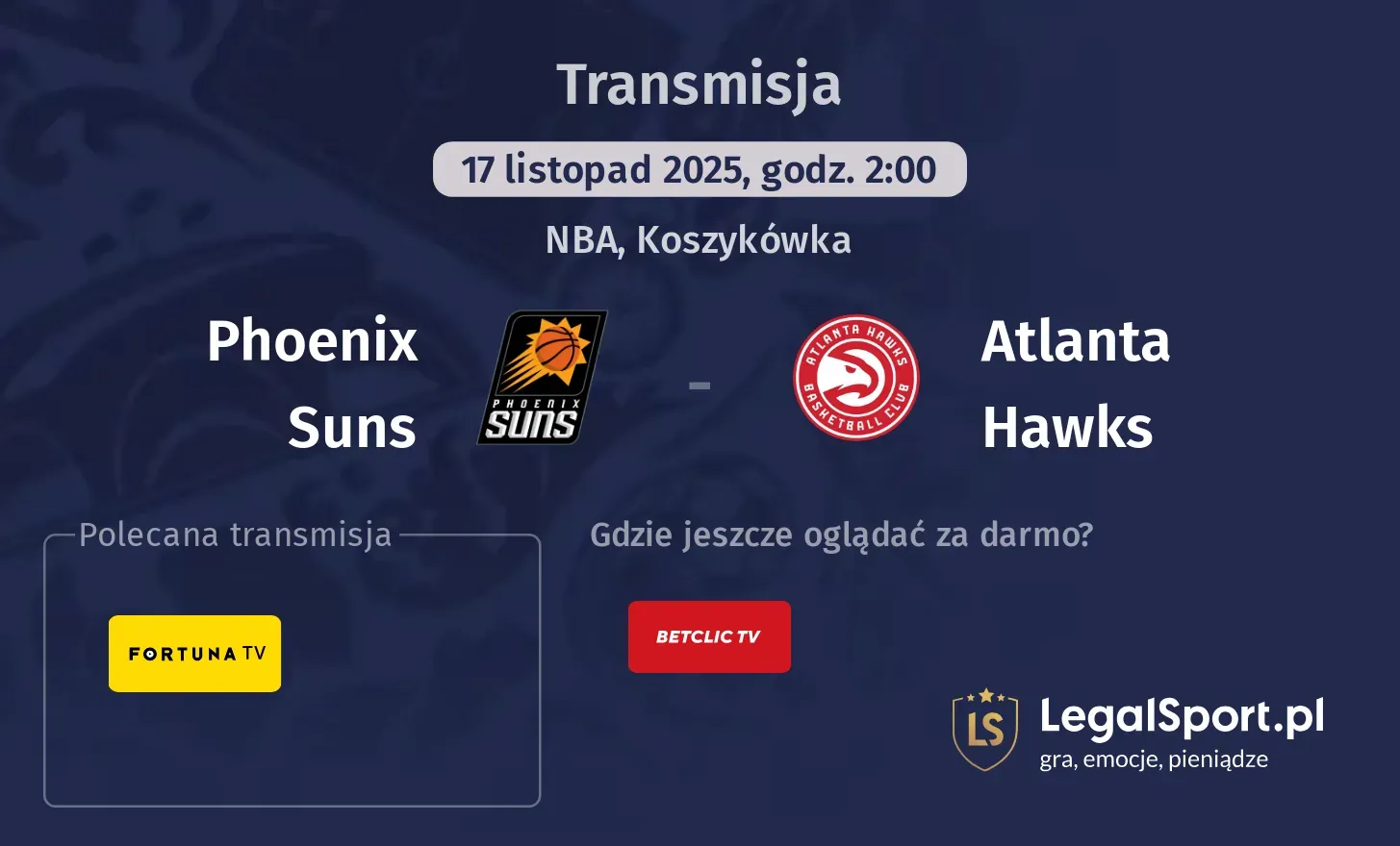 Phoenix Suns - Atlanta Hawks Transmisje