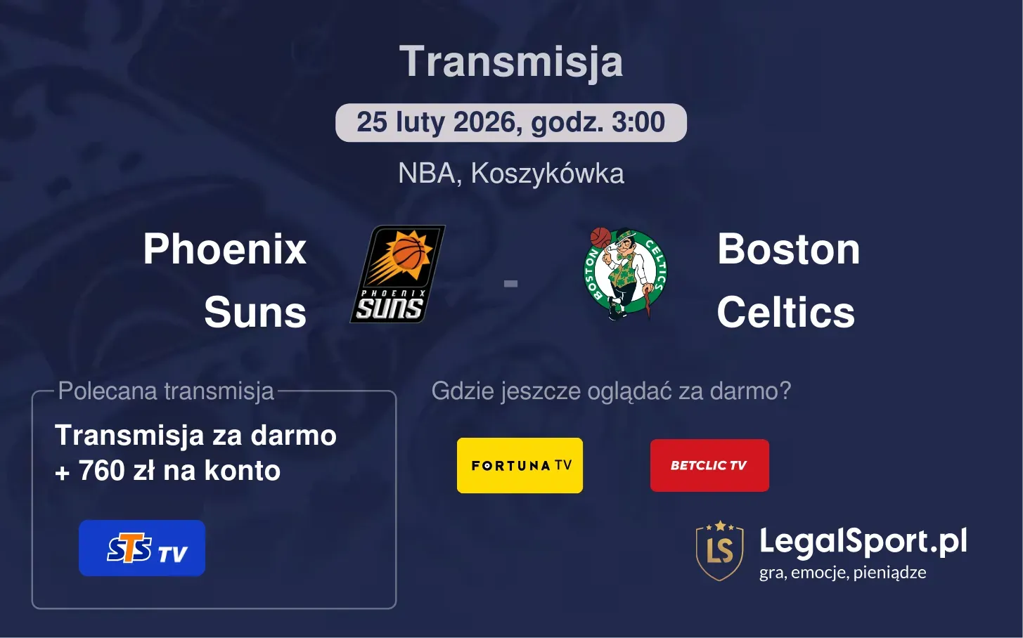 Phoenix Suns - Boston Celtics Transmisje