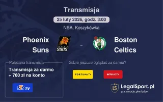 Phoenix Suns - Boston Celtics gdzie oglądać (25.02.2026)