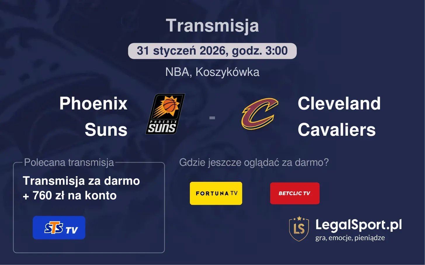 Phoenix Suns - Cleveland Cavaliers Transmisje