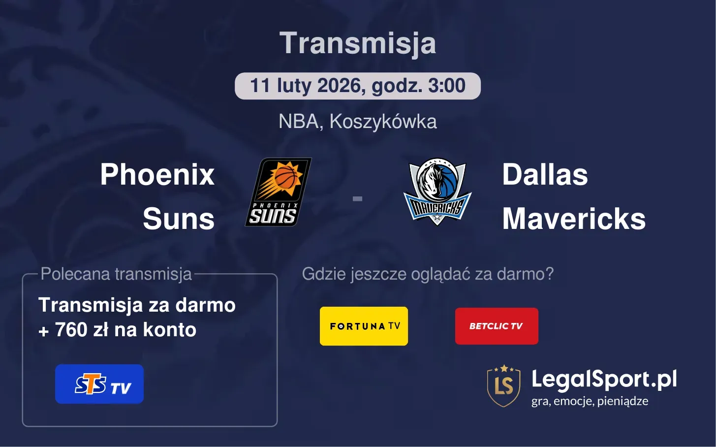Phoenix Suns - Dallas Mavericks Transmisje