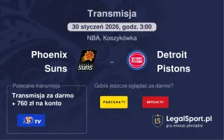 Phoenix Suns - Detroit Pistons gdzie oglądać (30.01.2026)