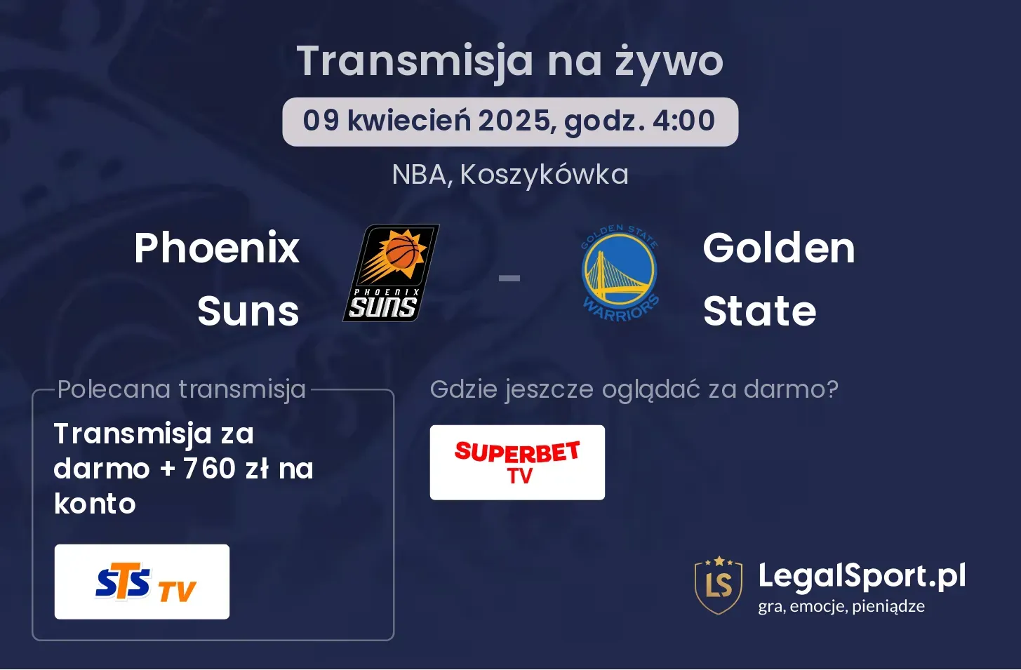 Phoenix Suns - Golden State gdzie oglądać?
