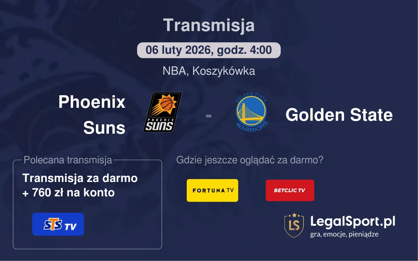 Phoenix Suns - Golden State Transmisje