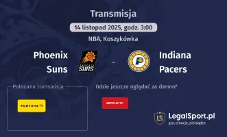 Phoenix Suns - Indiana Pacers gdzie oglądać? (14.11)