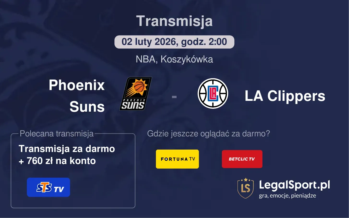 Phoenix Suns - LA Clippers Transmisje