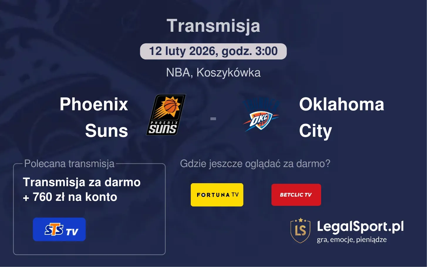 Phoenix Suns - Oklahoma City Transmisje