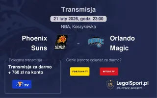 Phoenix Suns - Orlando Magic gdzie oglądać (21.02.2026)