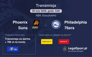 Phoenix Suns - Philadelphia 76ers gdzie oglądać? (08.02)