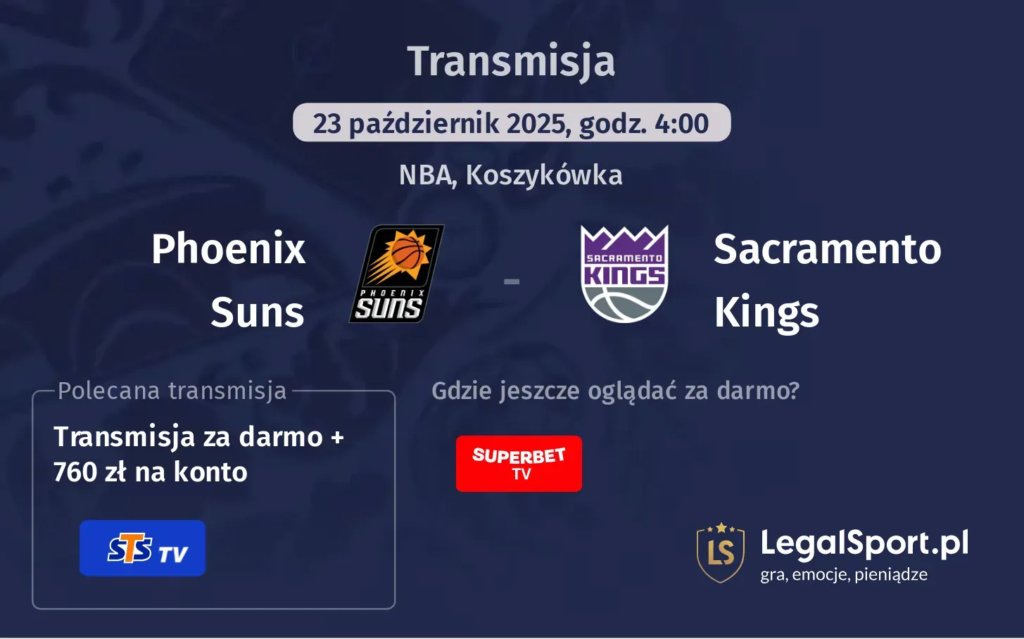 Phoenix Suns - Sacramento Kings Transmisje