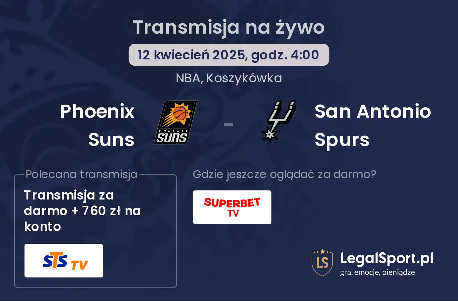 Phoenix Suns - San Antonio Spurs gdzie oglądać?