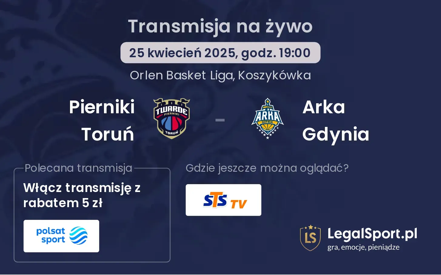 Pierniki Toruń - Arka Gdynia gdzie oglądać?