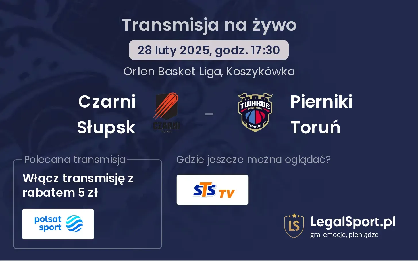 Czarni Słupsk - Pierniki Toruń gdzie oglądać?
