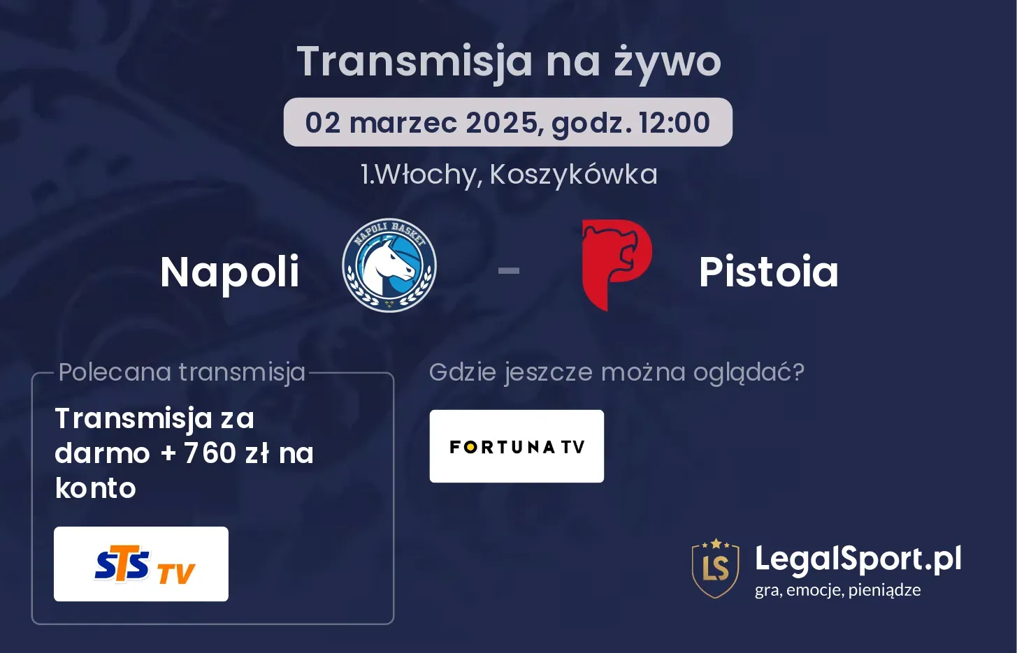 Napoli - Pistoia gdzie oglądać?